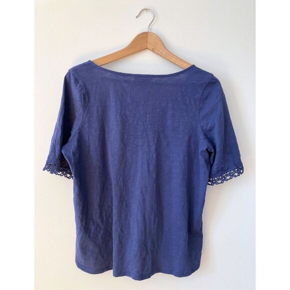 Sezane Lorna Tshirt Navy Size Large Organic Cotton - Picture 4 of 7